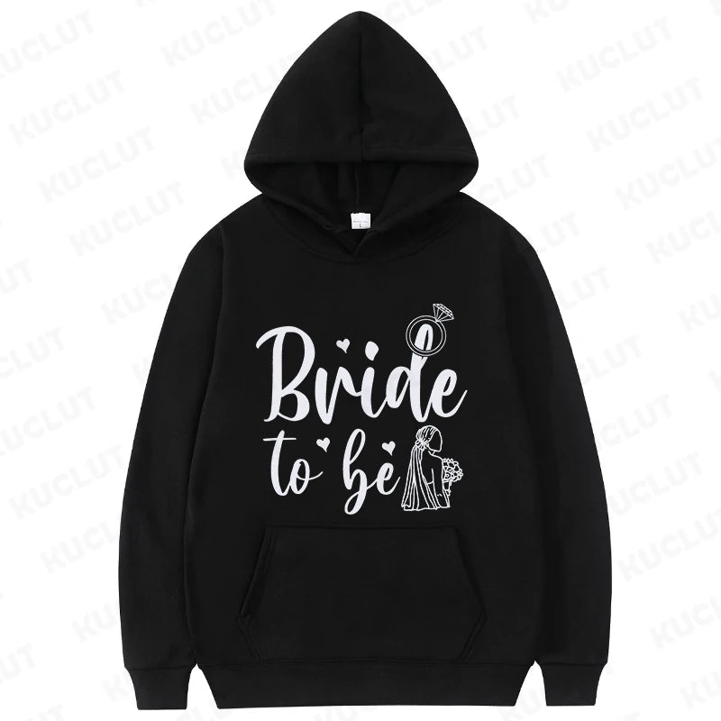 Fashion Team Bride Tribe Hoodies Women Ring Crown Print Soft Pullover Sweatshirts for Wedding Bachelorette Party Outerwear