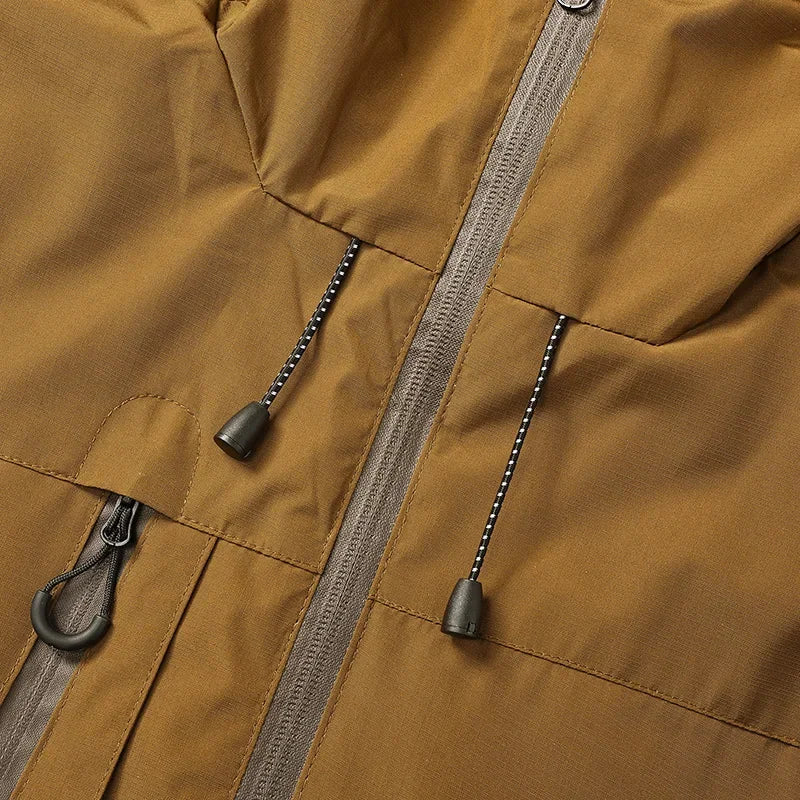 CHRLCK Men's Waterproof Hiking Jacket Caramel Women Windproof Windbreaker Camping Cycling Trekking Fishing Outdoor Jackets