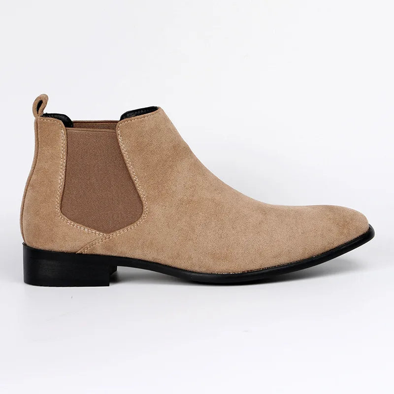 Big Size 40-50 Brown Men Chelsea Boots High Quality Suede Leather Boots Man Comfort Flat Slip-On Men's Ankle Boots