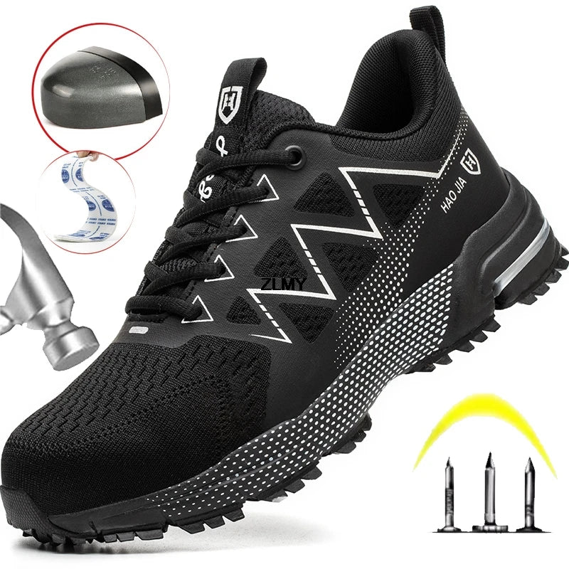 Fashion Safety Shoes Men Steel Toe Sneakers Puncture Proof Breathable Work Safety Boots Comfortable Work Shoes for Men