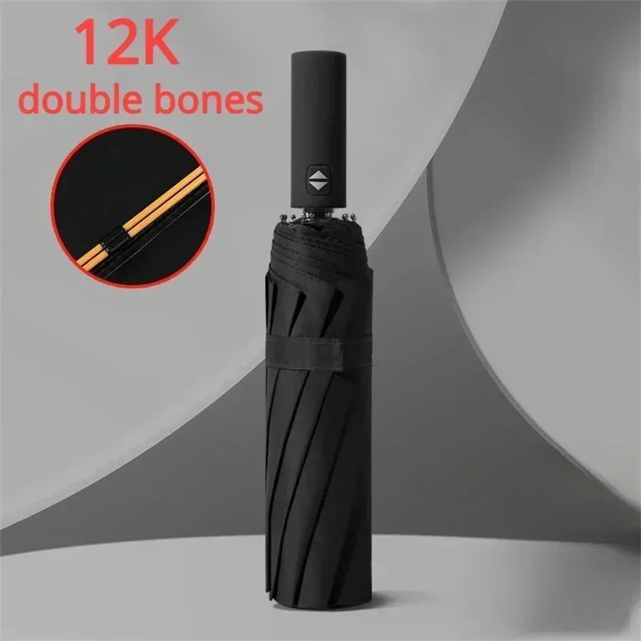12 Bone Black Glue Fully Automatic Umbrella With Thick And Durable