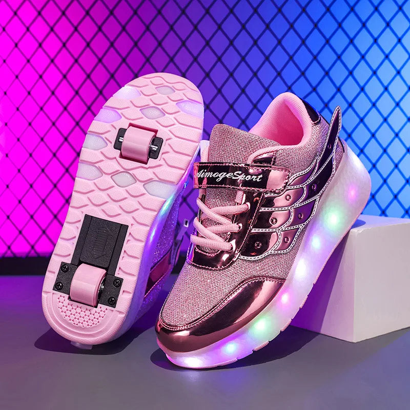 Outdoor Deformation Parkour Skates - Dual-Use Sneakers Roller Shoes for Children, Boys, Girls, Adults, Men, Women, Unisex Roller Skates