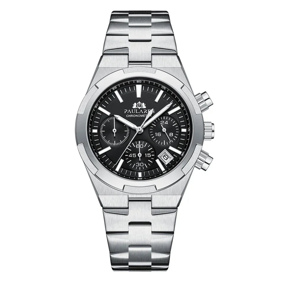 Luxury Watch for Men Chronograph Luminous Rose Gold Silver Blue Fashion Quartz Overseas Stainless Steel Watch for Men Cheap