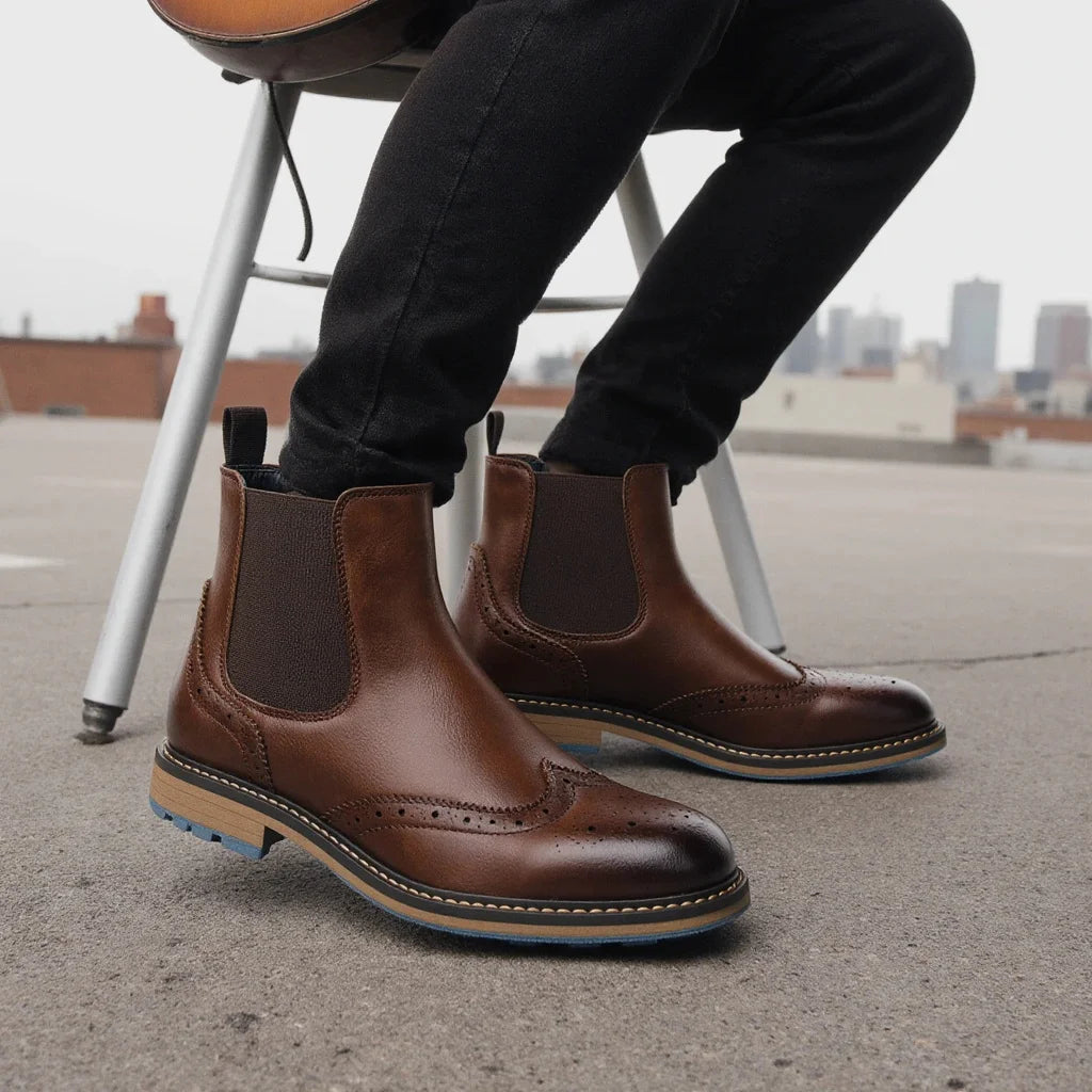 2026 Classic Red Wine Chelsea Boots for Men Fashionable Men Boots Casual Men Ankle Boots