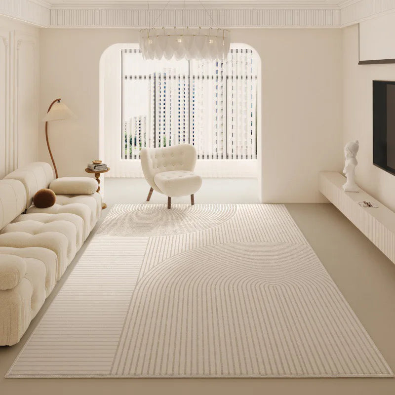 Luxury Minimalist Living Room Carpet Cream Color Large Area Rug for Sofa Bedroom Home Decor
