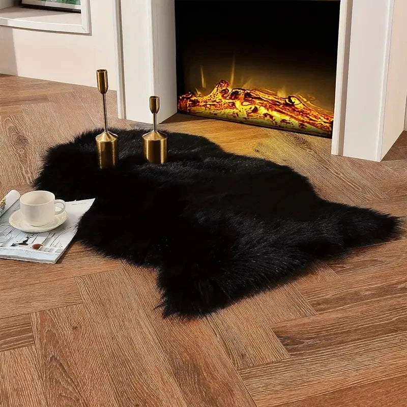 Faux Fur Rug, Fluffy Pink Small Sheepskin Rug, Ultra Soft 2x3 Ft Mat, Machine Washable Shag Mats, Nursery Throw for Bedroom rug