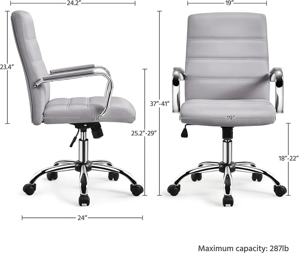Adjustable Swivel Office Chair with PU Leather, Height Control & Armrests for Comfort