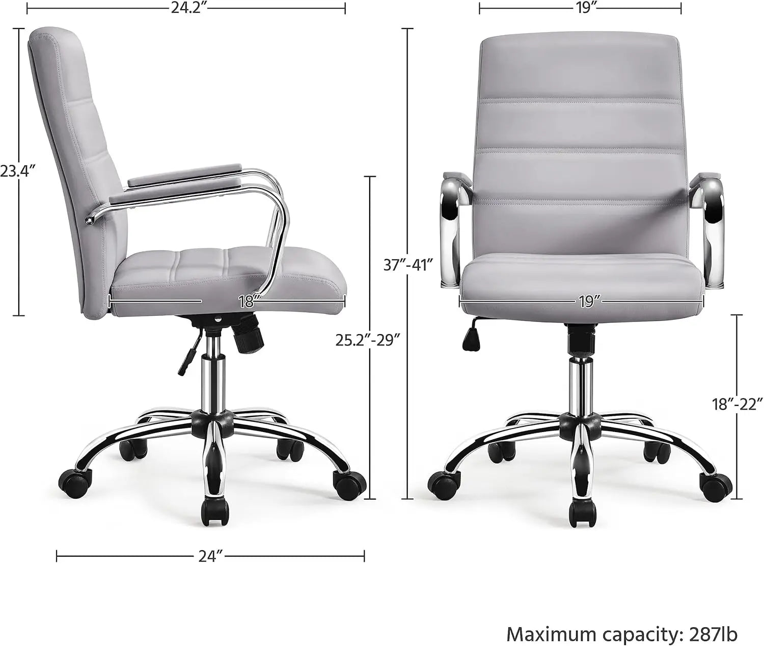 Adjustable Swivel Office Chair with PU Leather, Height Control & Armrests for Comfort