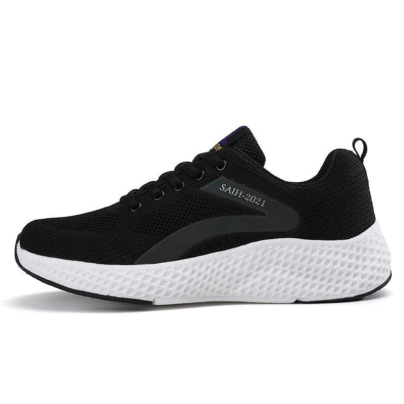 Women's Sports Shoes Comfortable Running Shoes Flying Knit Versatile Lace-Up Casual Shoes For Women Breathable And Fashionable