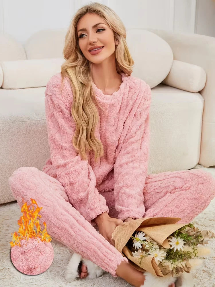 Two-Piece Warm Pajama Set, Thick Coral Velvet Home Wear