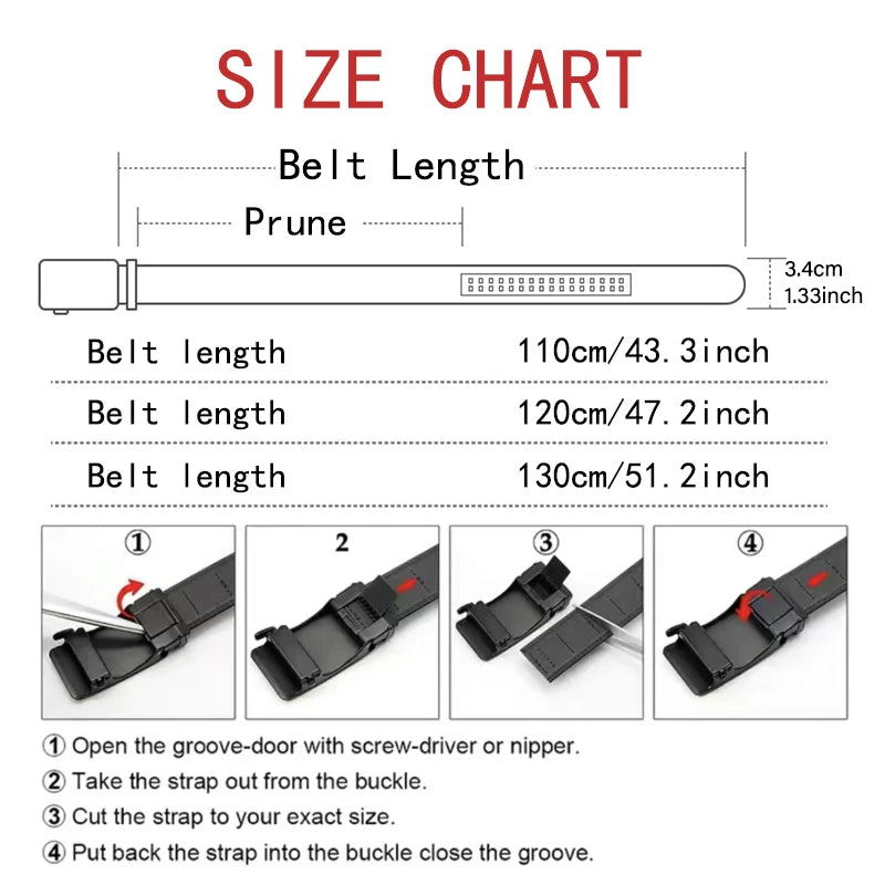 Men's High-Quality Belt 110cm 120cm 130cm Luxury Belt, Black Men's