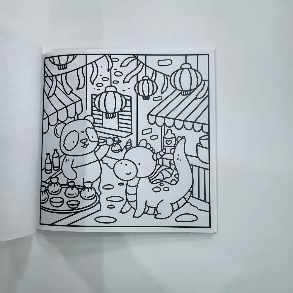 Cozy Escapes Cute & Cozy Coloring Book for Stress Relief Art Drawing Book Perfect Gift for Party and Birthday