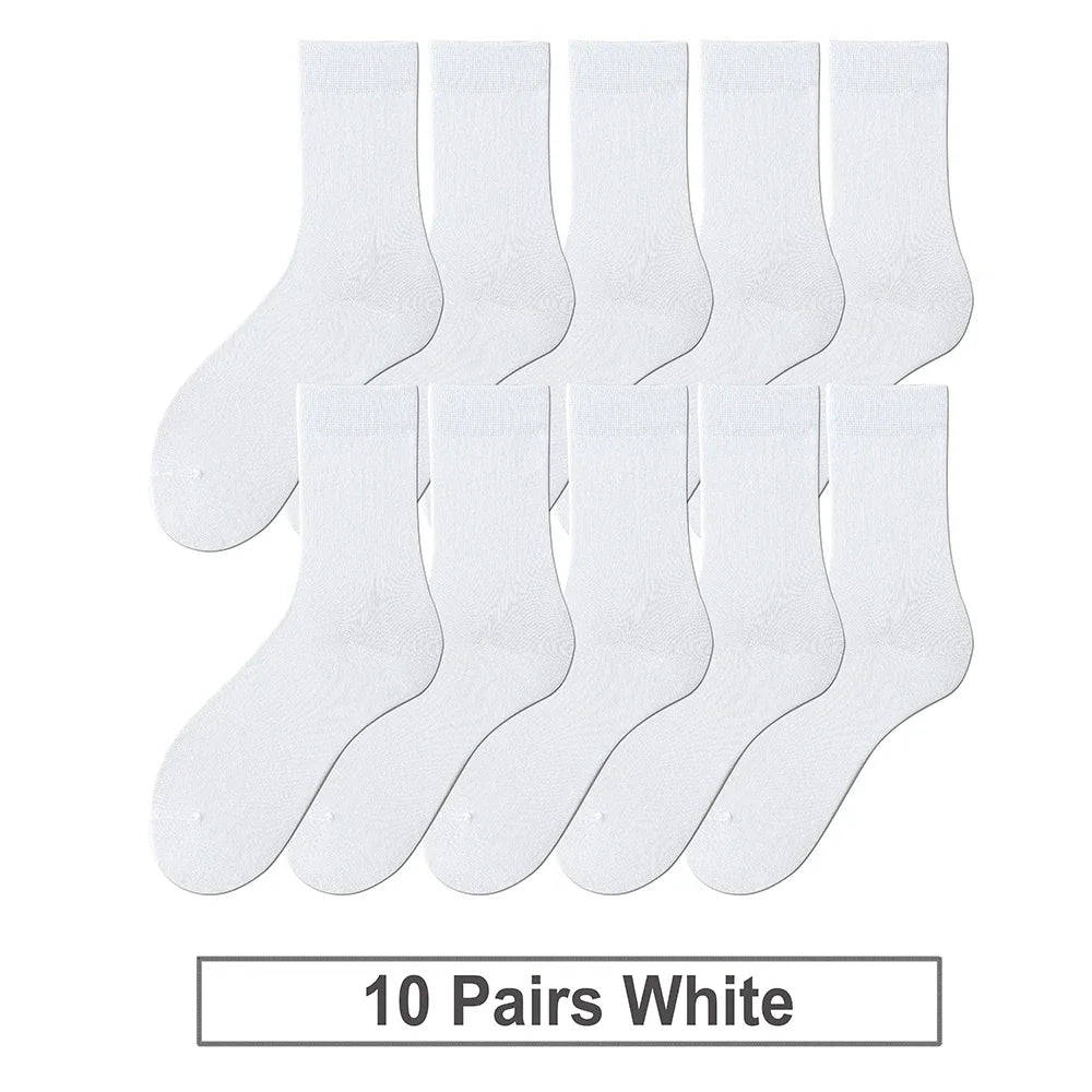 5 Pairs Men's Basic Crew Socks - Cloud-Touch Cotton Material with All-Day Breathability, White Daily Essential