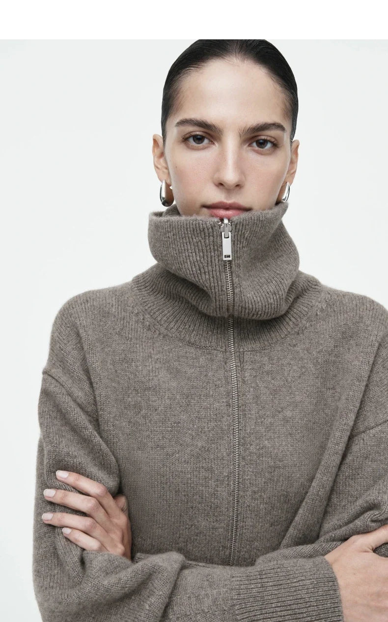 Ethereal YAZHIMEI winter new style of Ladies' casual standard fit waist-cinching knitted pilot jacket