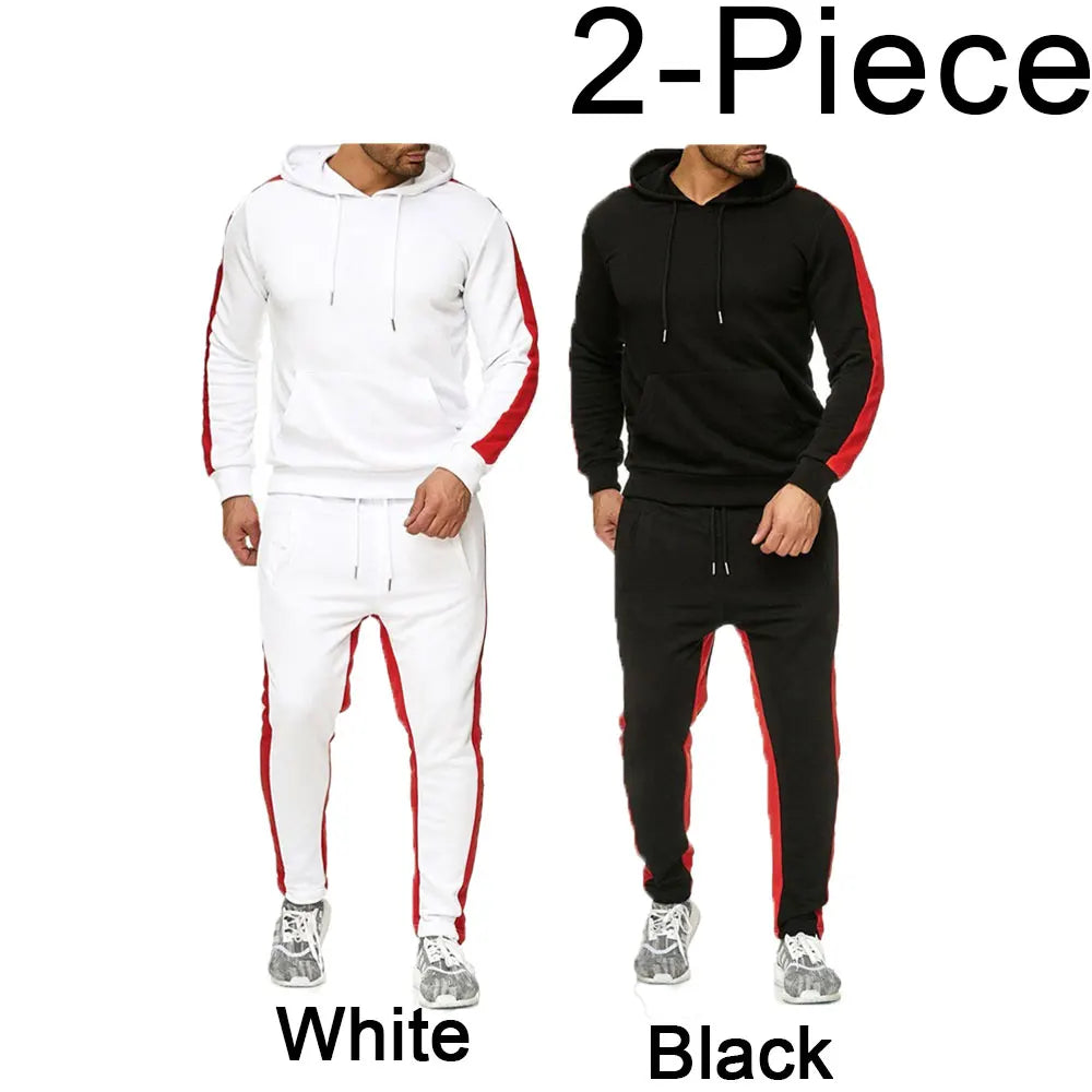 Men's 2 Piece Color Block Tracksuit Sweatsuit with Stripes - Casual Winter Long Sleeve Warm Moisture Wicking Breathable Sportswear Suit