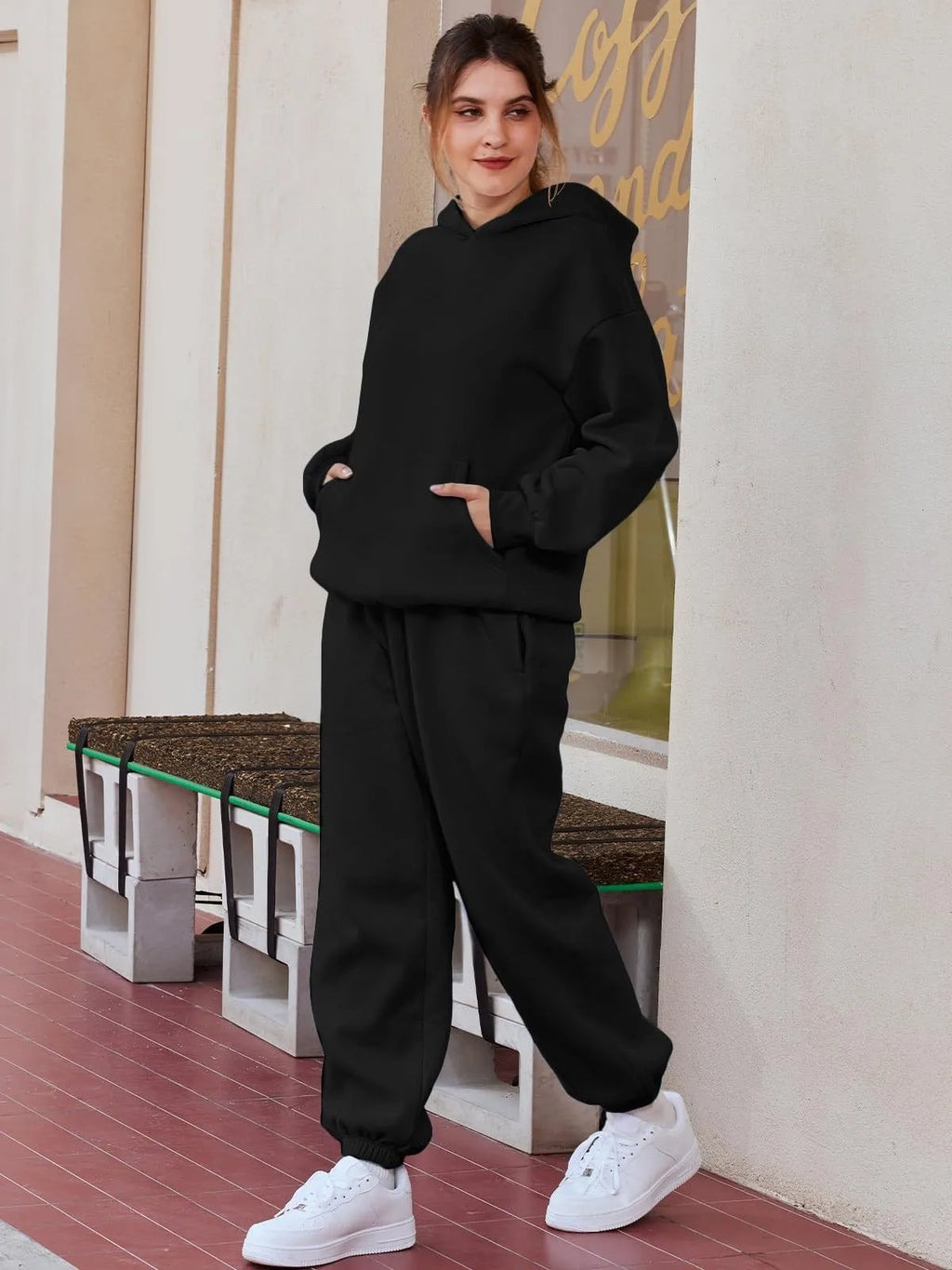 Women's Casual Hooded Sweatshirt and Sportswear Pants Set Long Sleeve Long Pants Autumn Season Fashion Ladies Outfit