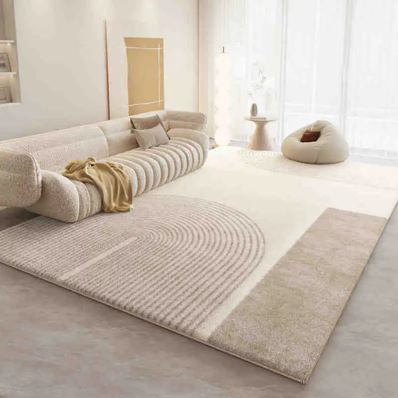 Soft Cream-Colored Thickened Non-Slip Carpet Plush Rug for Living Room Bedroom Home Sofa Coffee Table Anti-Cold Floor Mat