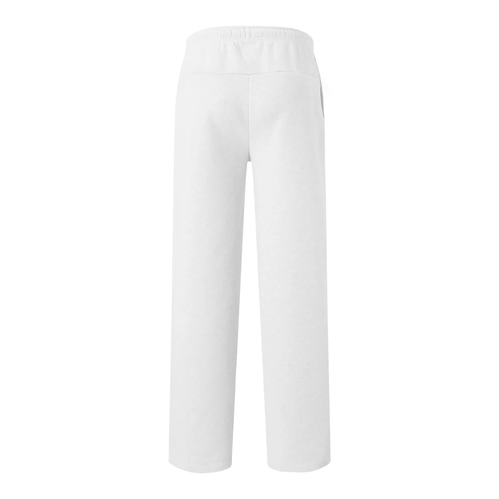 Women New Elastic Waist Pants with Side Pockets Fleece Lined Thick Wide Leg Sweatpants Pure Color Straight Cut