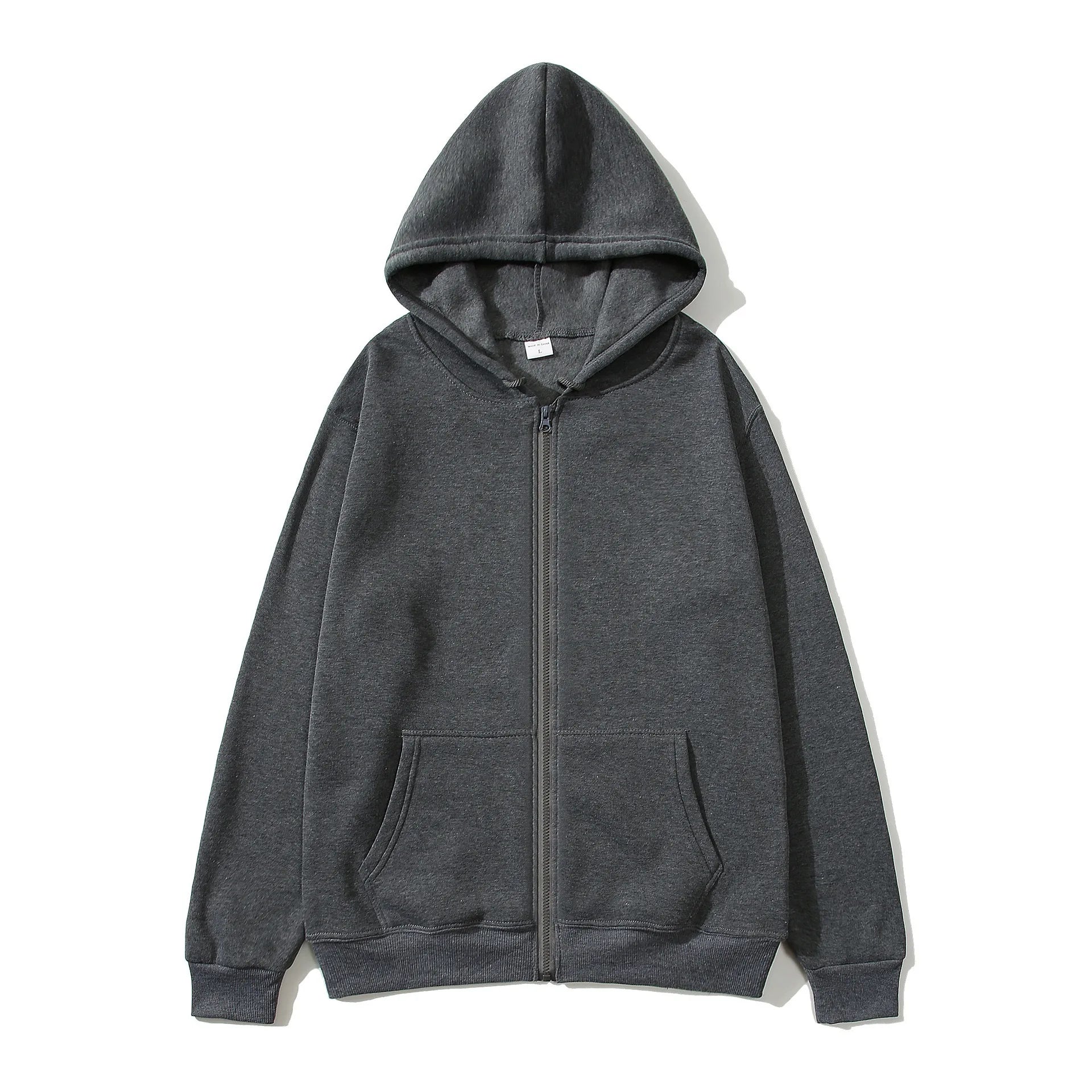 2025 unisex zipper sweatshirt cardigan hooded sweatshirt solid color sportswear top for autumn and winter