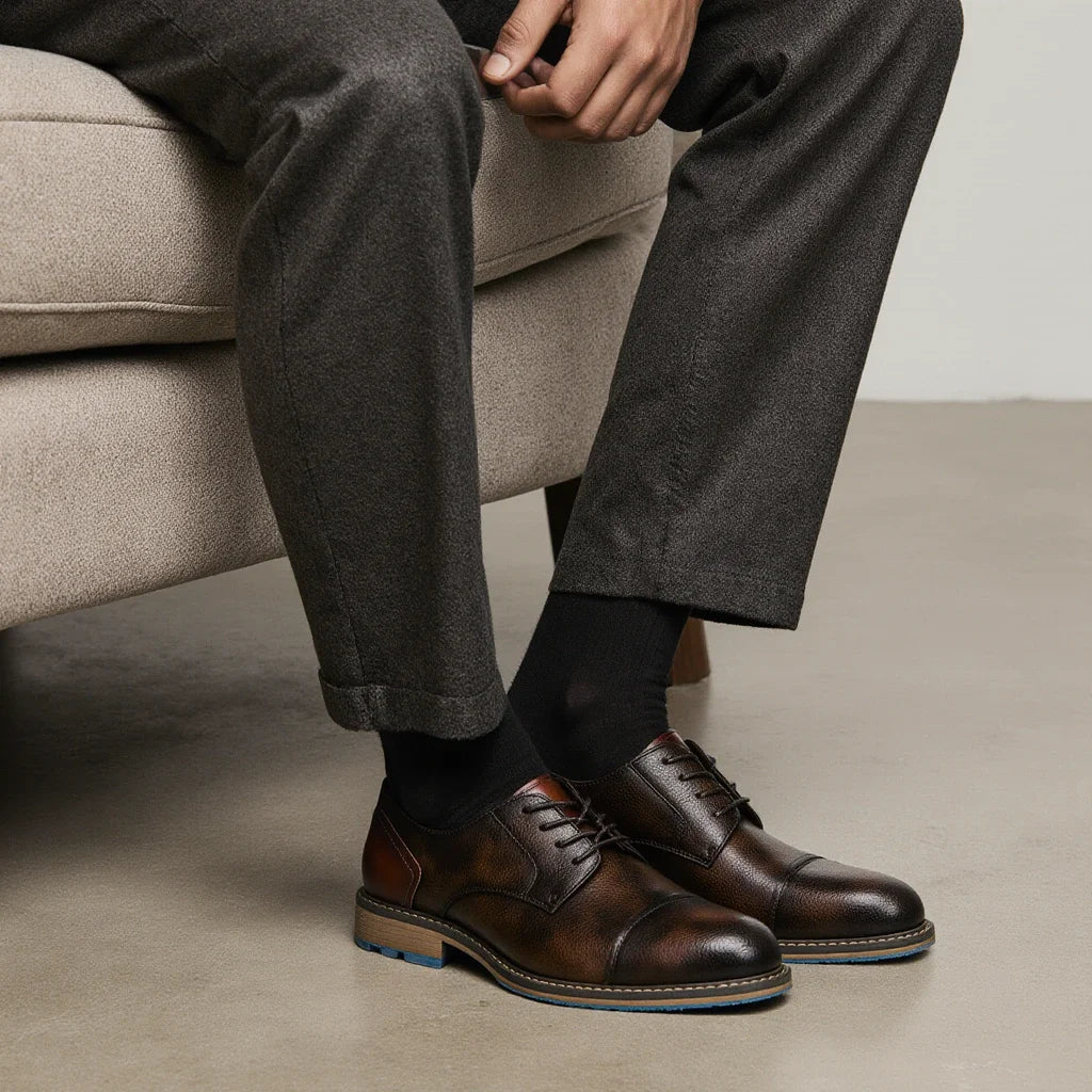 Retro Men's Derby Shoes Casual Fashion Leather Shoes