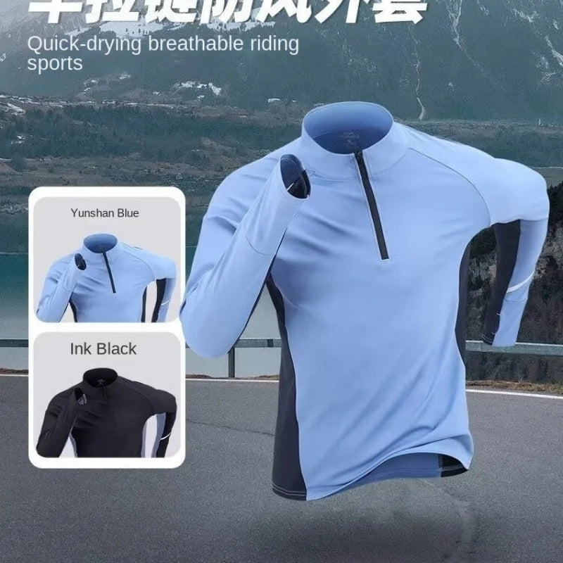 Men's Quick-Drying Long Sleeved Running T-Shirt with Half Zipper for Autumn and Winter 2025