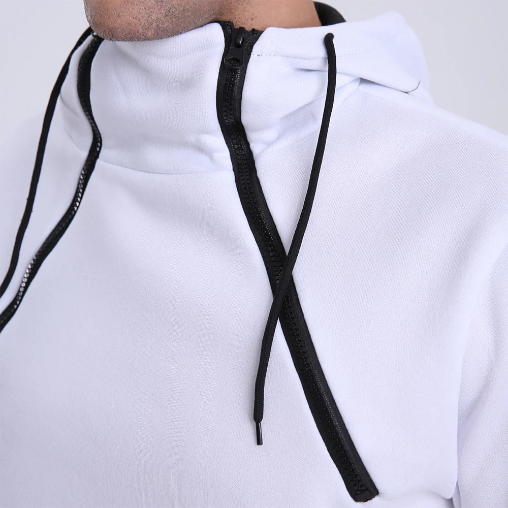Men's Sweatshirt Zipper Hooded Pullover Hoodies Long Sleeve Sweatshirts for Men High Neck Men's Top Jacket Coat Sweater