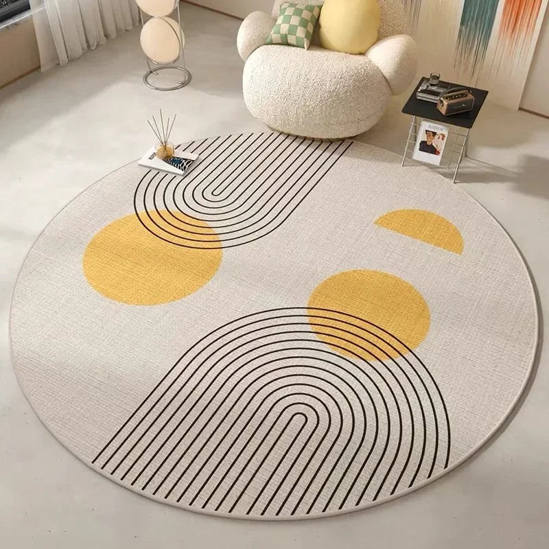VIKAMA Modern Minimalist Round Rug Non-slip, Stain-resistant Sofa, Recliner, Bathroom, Laundry Room Rug Home Decor