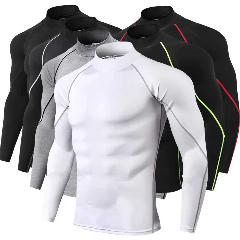 Men's Sport T-Shirt Quick Dry Bodybuilding Running Shirt Long Sleeve Compression Top Gym T-Shirt Men's Fitness Tight Rashguard