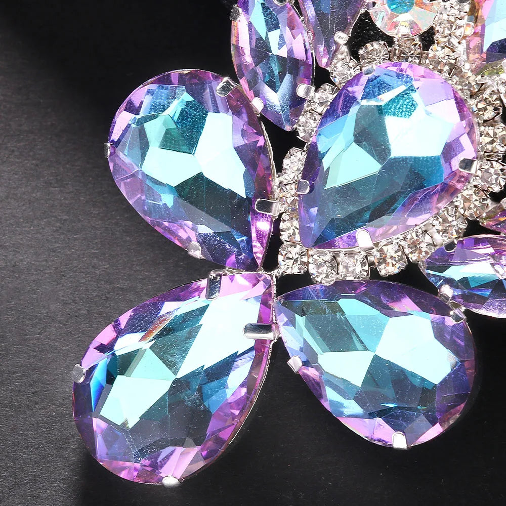 Stonefans Purple Crystal Dangle Earrings for Women Studs Wedding Ear