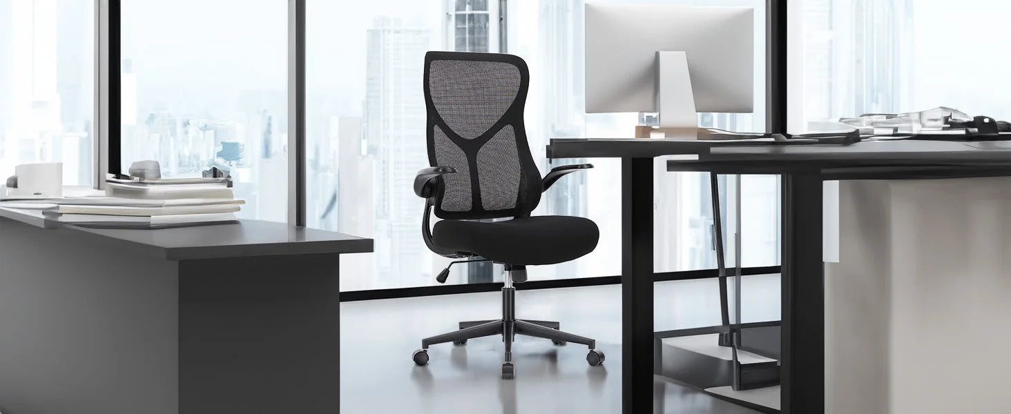 Ergonomic Office Chair - Lumbar Support Office Chair | High Back Swivel Rolling Chairs With Wheels And Arms-Rest