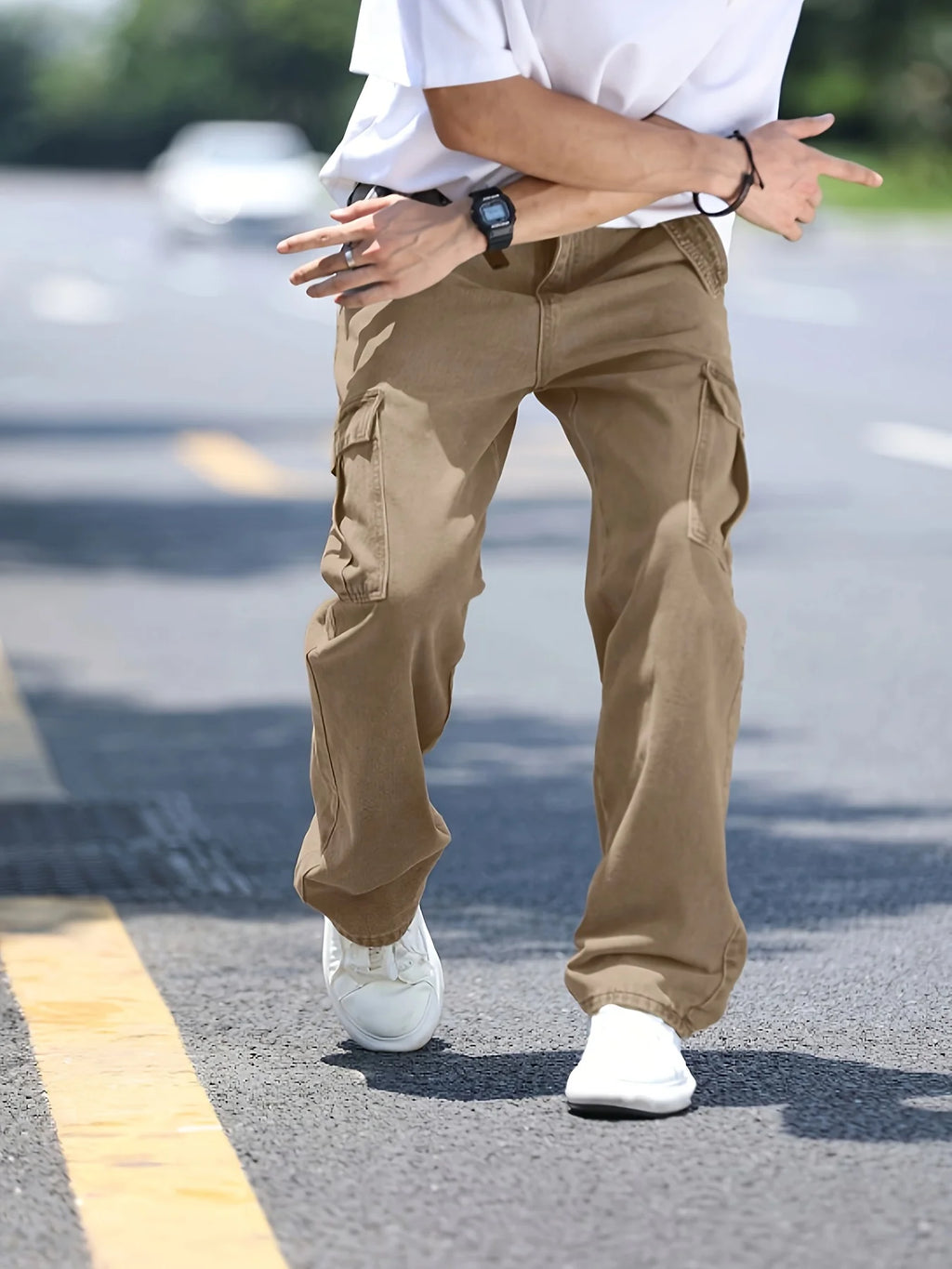 Men's Multi-Pocket Denim Work Pants, Straight-Leg Jeans, Lumberjack Work Pants, Large-Capacity Pocket Jeans