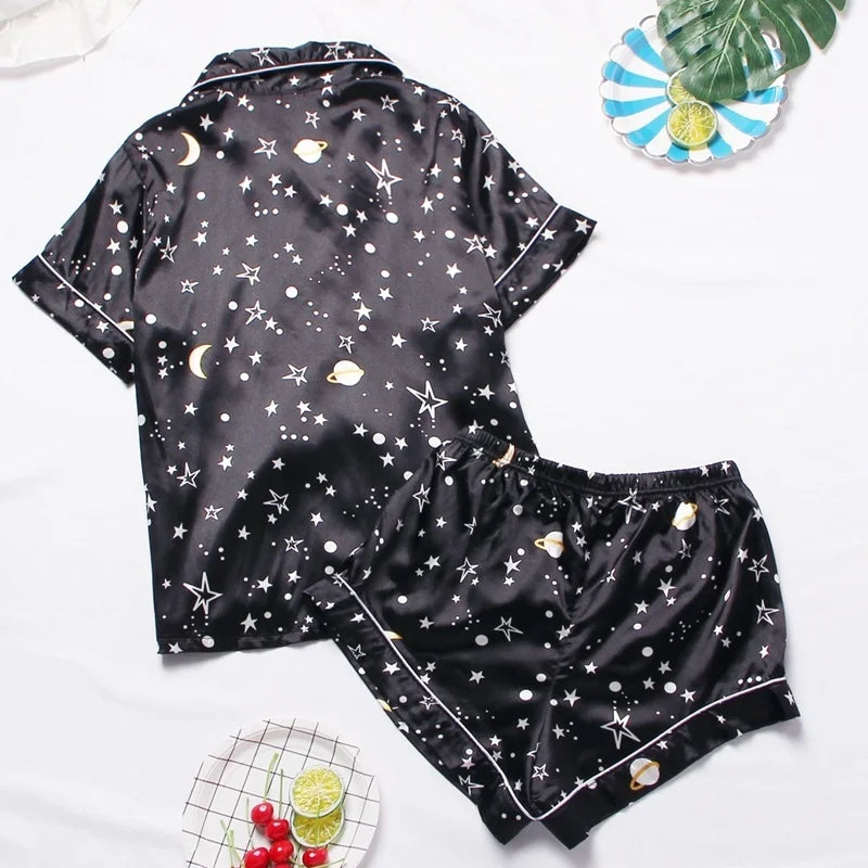 Spring Autumn Pajama Women Silk Satin Pajamas Set Long Sleeve Shirt with Trouser Sleepwear Loungewear Female Pajamas Suits Mujer