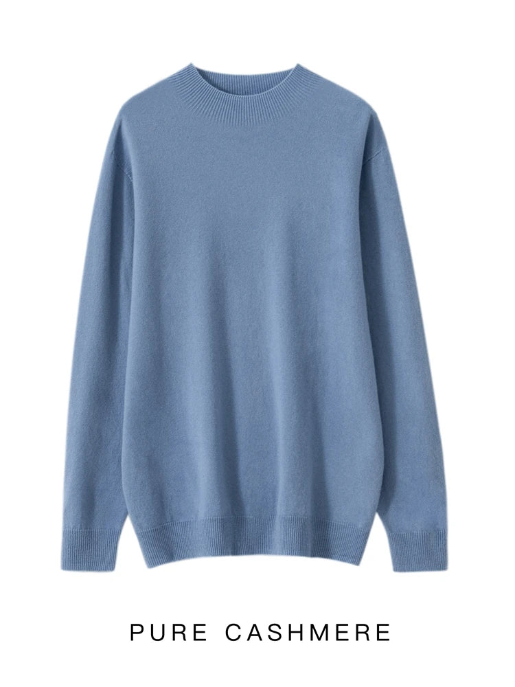 New Men's 100% Merino Wool Mock Neck Pullover Soft Warm Jumpers Quality Cashmere Sweater Casual Smart Knitwear Basic Tops Clothing
