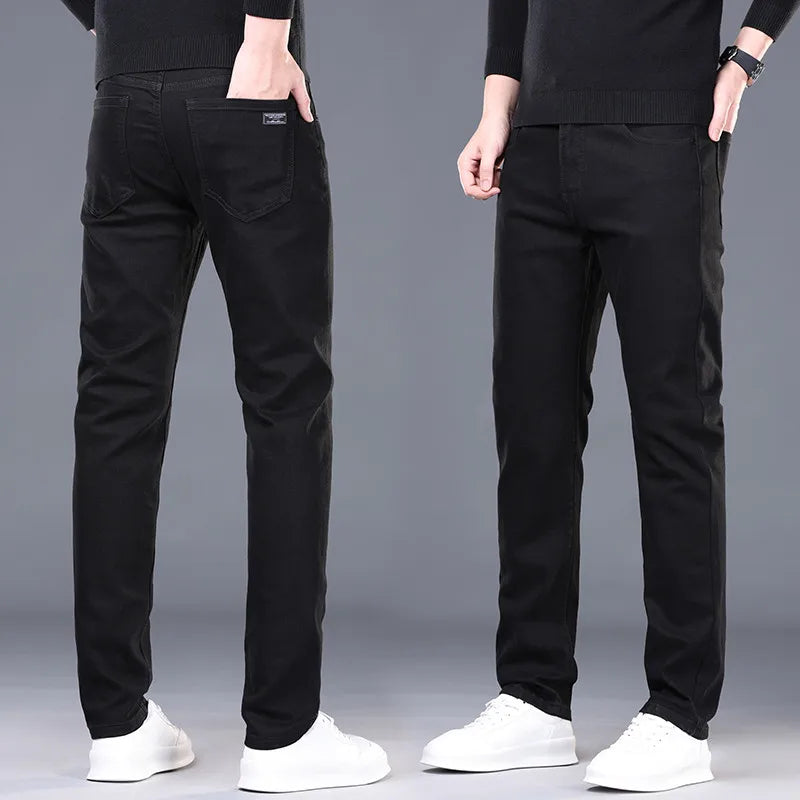 2026 Spring New Arrival Men's Black Jeans, Blue Stretch Denim Pants, Business Casual Shopping Trousers, Asian Sizes 28-40