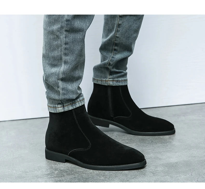New Arrival Nubuck Suede Leather Boots Men High Top Trend Retro Boots Personality Fashion Mens Casual Chelsea Winter Ankle Boots