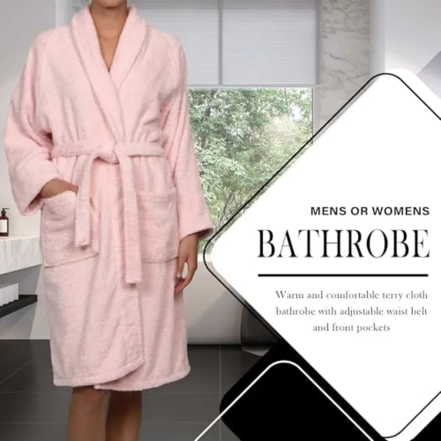 HOMECITY Terry Bathrobes Combed Cotton Terry Cloth Bath Robe for Women Men Luxurious Absorbent