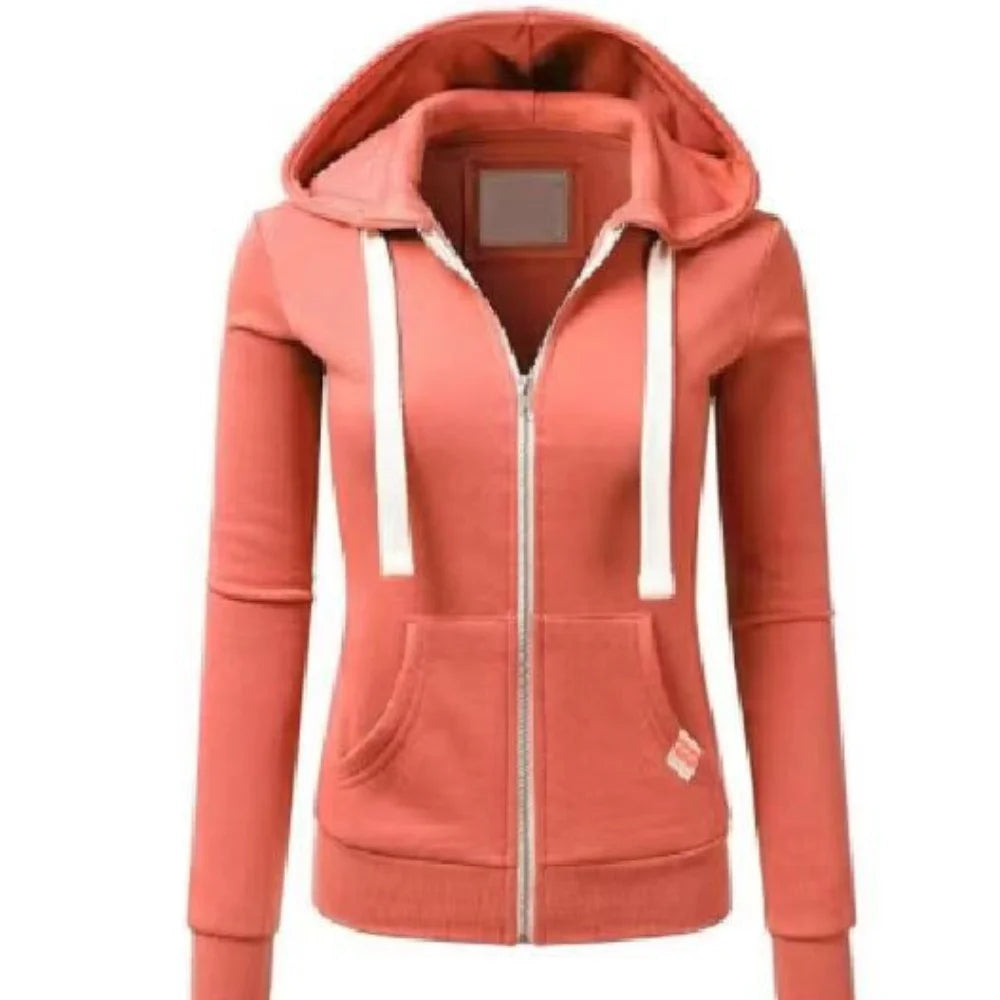 Autumn and Winter Hooded Sweatshirt for Women's Casual Streetwear - Zipper Sports Shirt, Long Sleeved Jacket, Hoodie Top