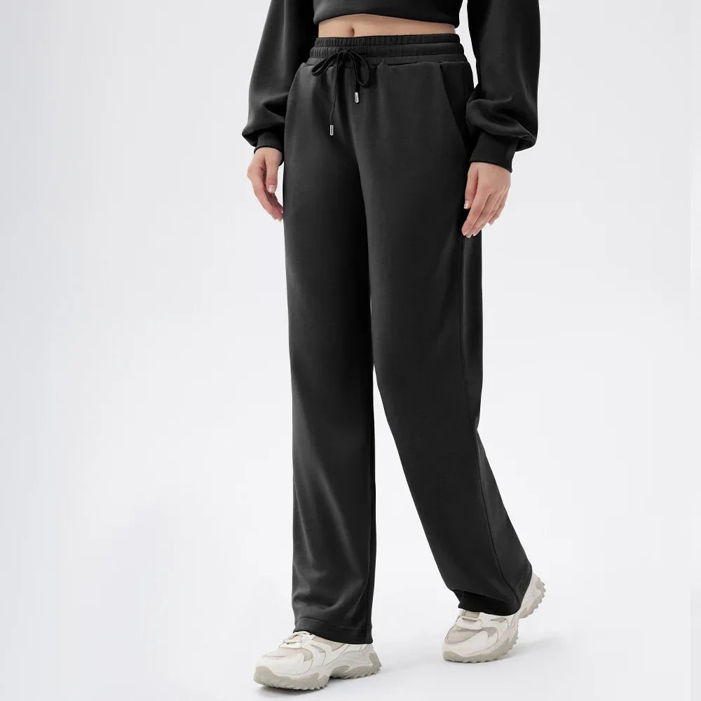 Women Autumn Winter Yoga Wear Sports Sweatshirt Modal Loose-Fit Casual Stand Collar Running Fitness Top & Pants Breathable Soft