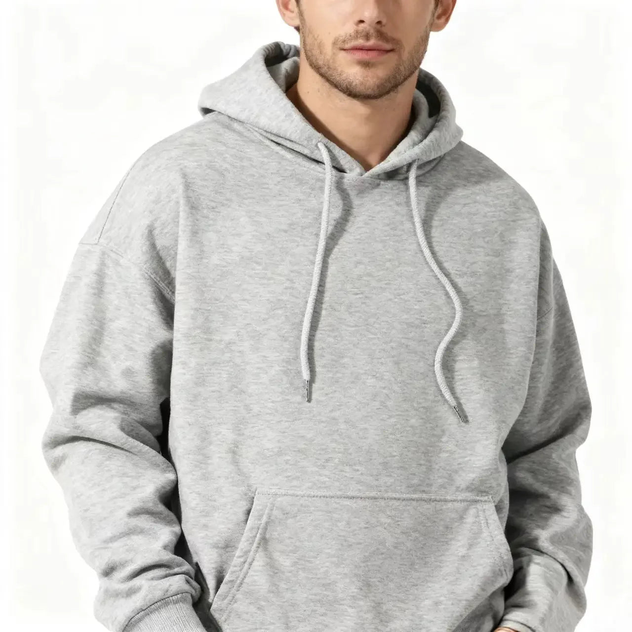 2026 Men's Wide Hooded Sweatshirt - European and American Style, Long Sleeve, Casual Loose Fit