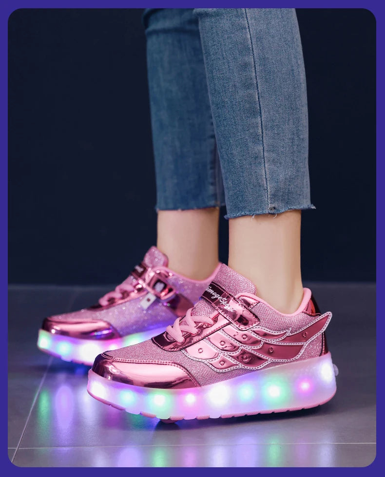 Outdoor Deformation Parkour Skates - Dual-Use Sneakers Roller Shoes for Children, Boys, Girls, Adults, Men, Women, Unisex Roller Skates