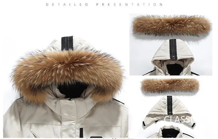 Men Hooded Fur Collar Down Coats Puffer Jackets Winter Casual Duck Down Coats Quality Male Outdoor Windproof Winter Warm Parkas
