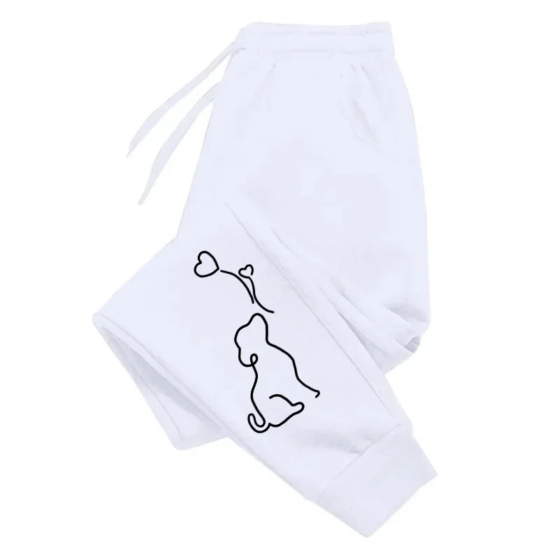 2026 Women's Sweatpants with Cute Dog Printing - Casual Daily Outdoor Sports Jogging Trousers - Soft Streetwear Pants