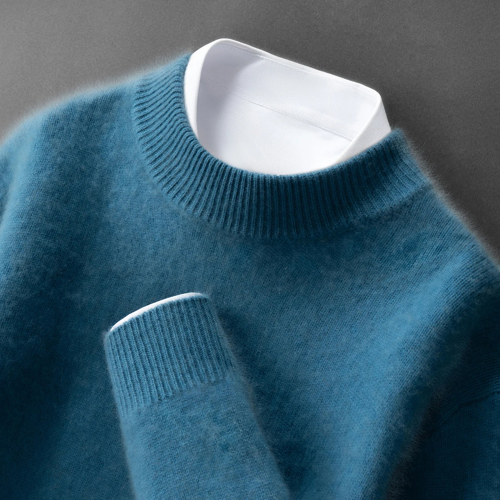 ZOCEPT Natural Cashmere Mock Neck Pullover Men Cashmere Sweater Soft Warm Jumpers Quality Casual Business Knitwear Basic Tops