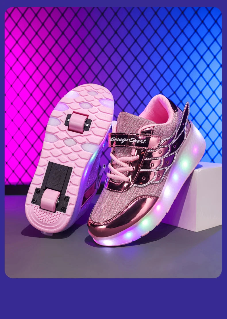 Outdoor Deformation Parkour Skates - Dual-Use Sneakers Roller Shoes for Children, Boys, Girls, Adults, Men, Women, Unisex Roller Skates