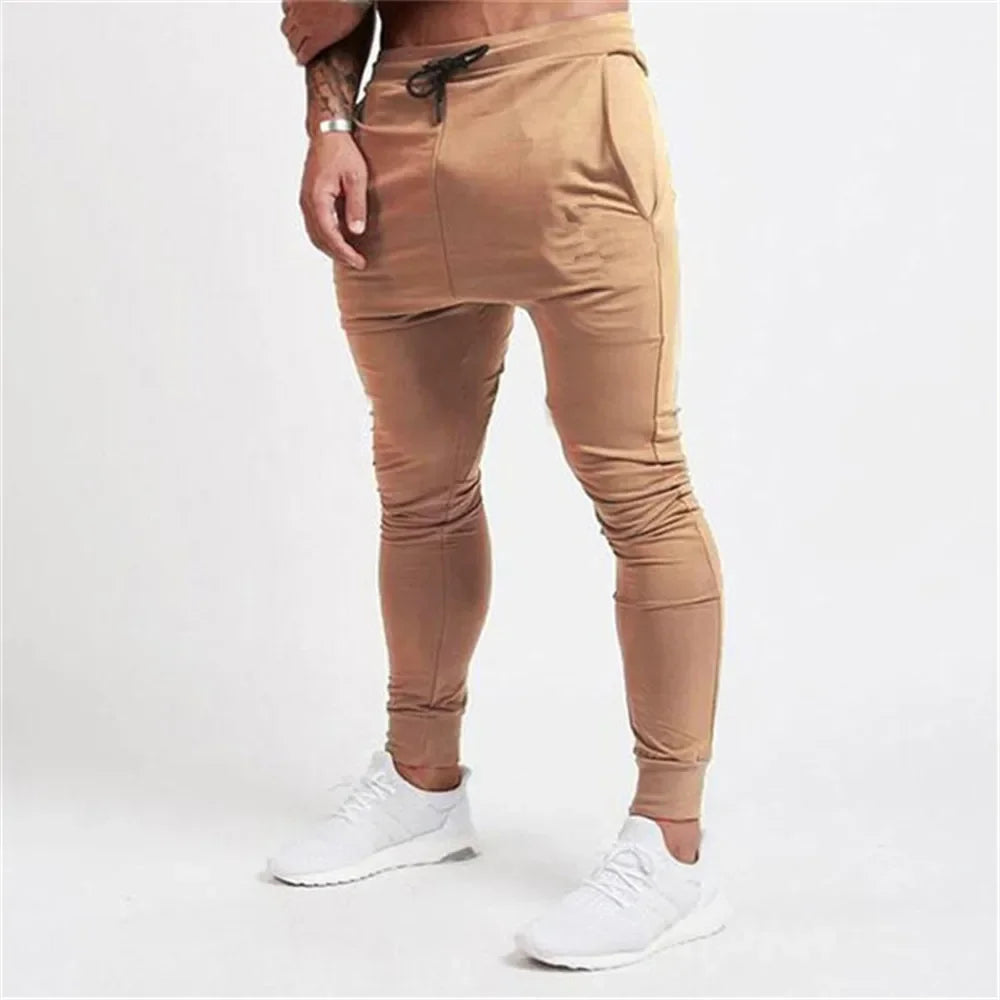 Fashion Men's Gym Pure Color Joggers Fitness Casual Long Pants Workout Skinny Sweatpants Tracksuit Trousers