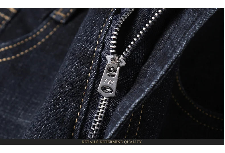 Men's Soft Straight Denim Pants 2025 Autumn Classic Business Black Biker Jeans Overalls