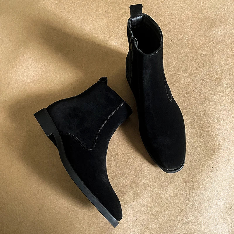 New Arrival Nubuck Suede Leather Boots Men High Top Trend Retro Boots Personality Fashion Mens Casual Chelsea Winter Ankle Boots