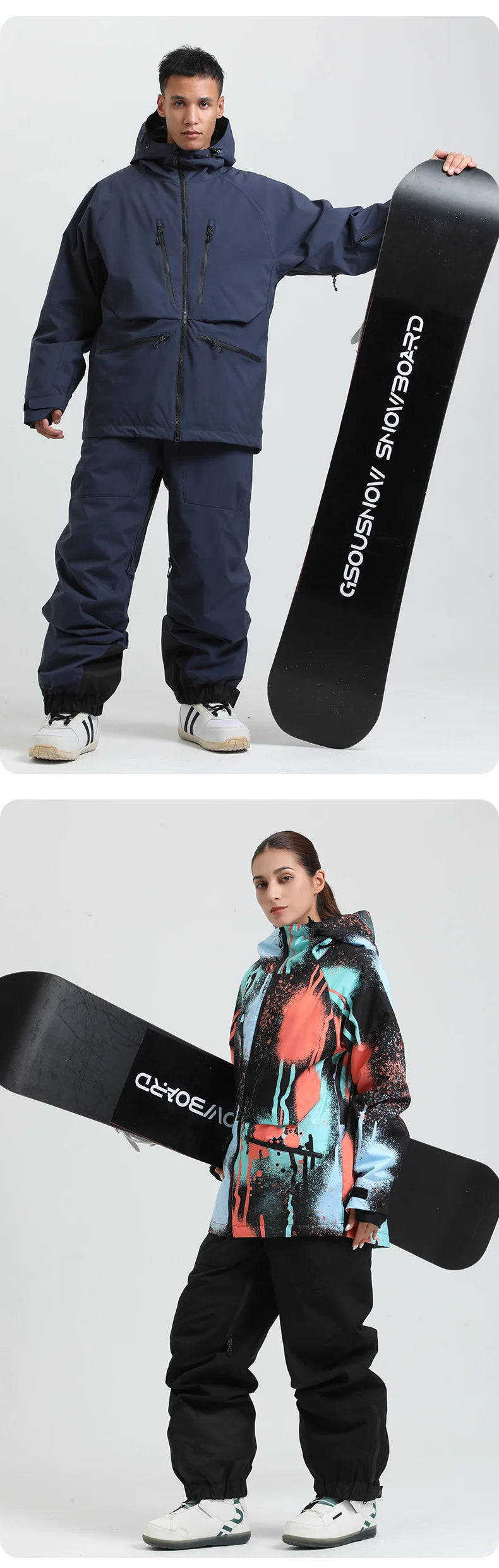 Gsou Snow Outdoor Sport New Winter Warm Men And Women's Snowboard Coats Waterproof Breathable Skiing Jacket Snowboard Wear