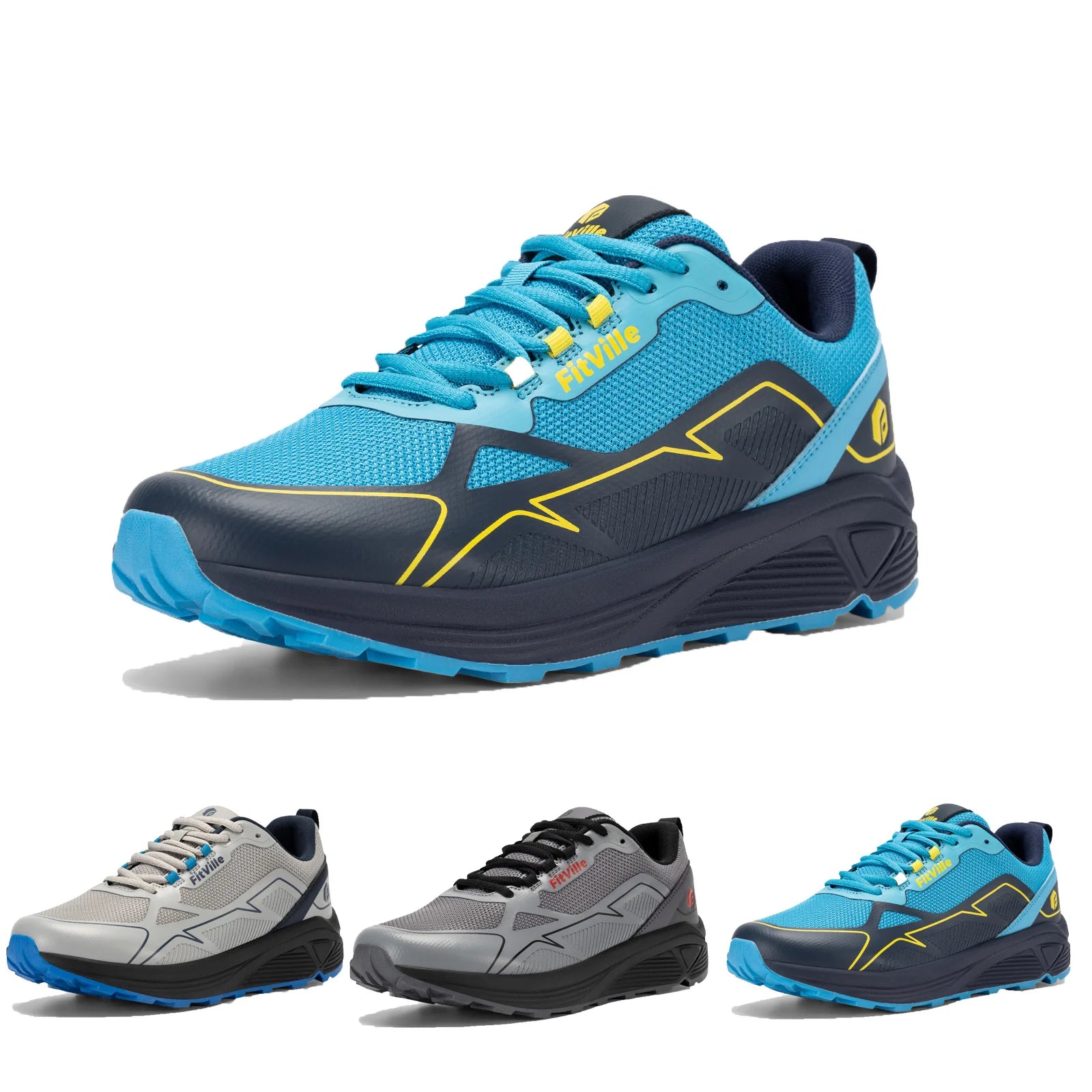 Fittington Running Shoes For Men Trail Walking Sneakers Athletic Shoe With Extra Wide Toe Box Arch Support Soft Sport Shoes