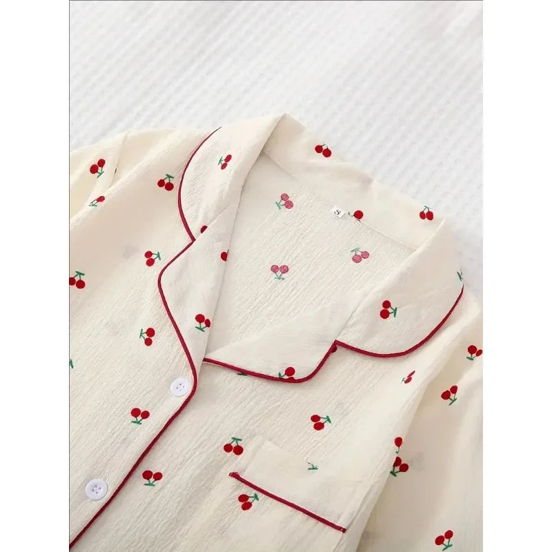 Cherry Print Textured Pajama